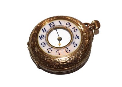 Lot 226 - A lady's enamel fob watch, case stamped 14k