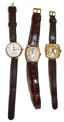 Lot 231 - Two cushion shaped wristwatches with cases...