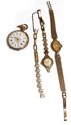 Lot 235 - Two lady's 9 carat gold wristwatches and a...