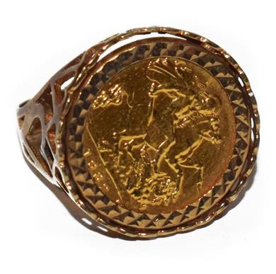 Lot 240 - A half sovereign dated 1982 mounted as a ring,...