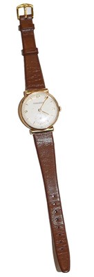 Lot 253 - A 9 carat gold wristwatch, signed Jaeger...