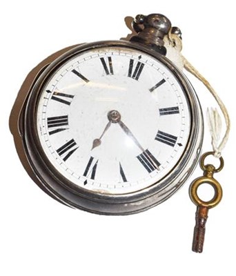 Lot 259 - A silver pair cased verge pocket watch, signed...
