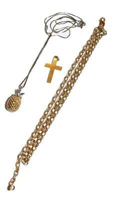 Lot 265 - A cross pendant stamped '9CT'; a chain stamped...