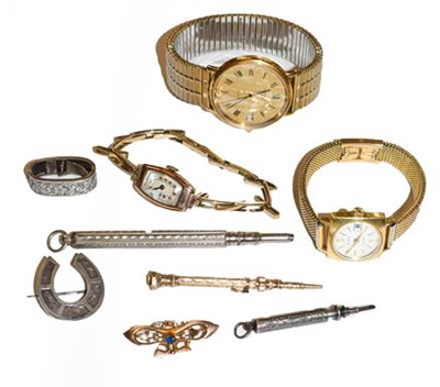 Lot 288 - A lady's 9 carat gold wristwatch, a gent's...