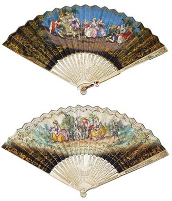 Lot 292 - An early 19th century carved ivory fan with...