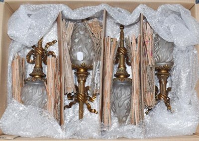 Lot 324 - A set of four 19th century brass wall lights...