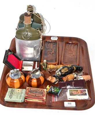 Lot 88 - Army flasks, 1943 dishes, Ronson lighters, pipes etc