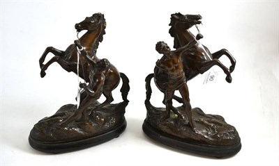 Lot 90 - Pair of spelter Marley horses