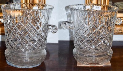 Lot 379 - A pair of cut lead glass twin-handled ice...