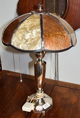 Lot 403 - A George V silver based table lamp, twin...