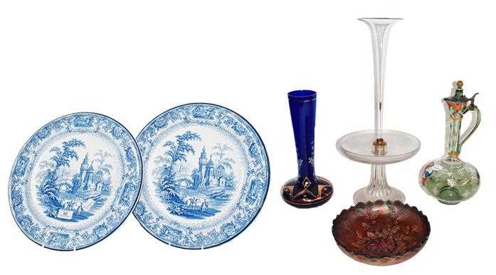 Lot 49 - A pair of Burleigh ware blue printed wall...