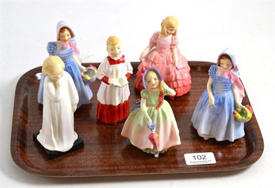 Lot 102 - Six small Doulton figures