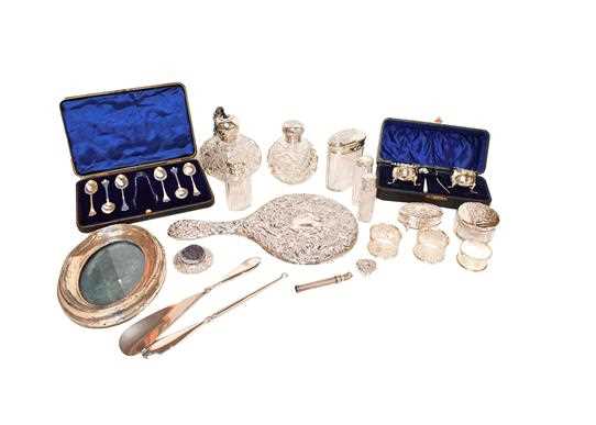 Lot 78 - A selection of silver items including dressing...