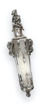 Lot 12 - A French Silver-Mounted Cut-Glass Scent-Bottle,...