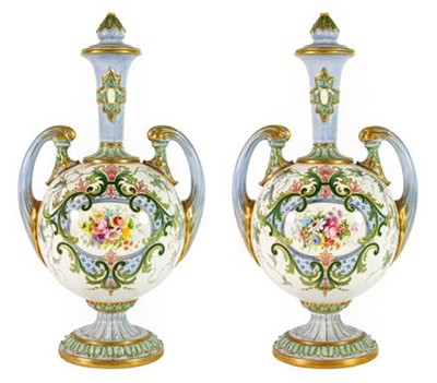 Lot 146 - A Pair of Royal Worcester Porcelain Vases and...