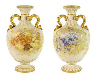 Lot 148 - A Pair of Royal Worcester Porcelain Vases,...