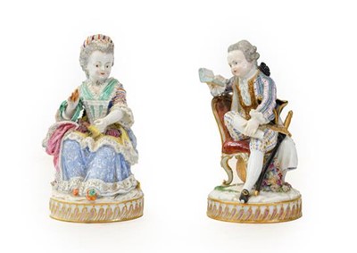 Lot 163 - A Pair of Meissen Porcelain Figures, circa...