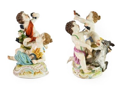 Lot 174 - A Pair of Meissen Style Porcelain Figure...