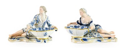 Lot 180 - A Pair of Meissen Porcelain Figural Sweetmeat...