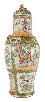 Lot 201 - A Cantonese Porcelain Baluster Vase and Cover,...