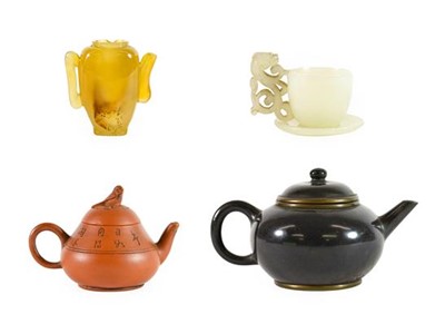 Lot 204 - A Yixing Red Stoneware Miniature Teapot and...