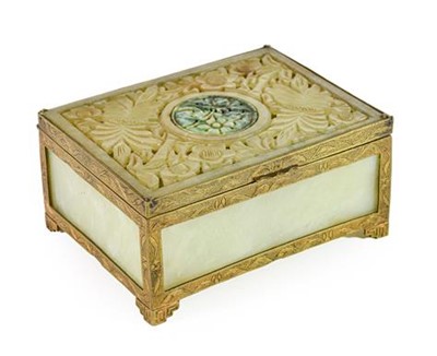 Lot 215 - A Chinese Gilt Metal Mounted Jade Box and...