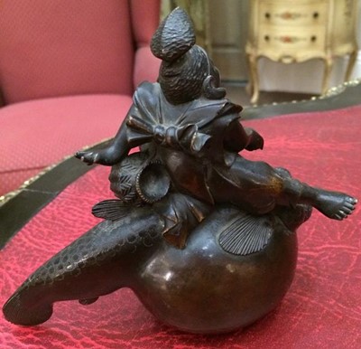 Lot 222 - A Japanese Bronze Figure of Kinko, Meiji...