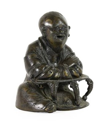 Lot 225 - A Japanese Bronze Figure of a Scholar, Meiji...