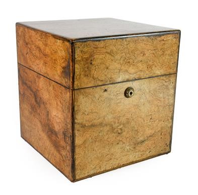 Lot 253 - A Victorian Burr Walnut Decanter Box, of cube...