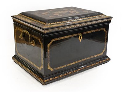 Lot 259 - A Black Lacquer Cigar Cabinet, mid 19th...