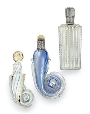 Lot 26 - Two Glass Scent-Bottles, each with rolled end,...