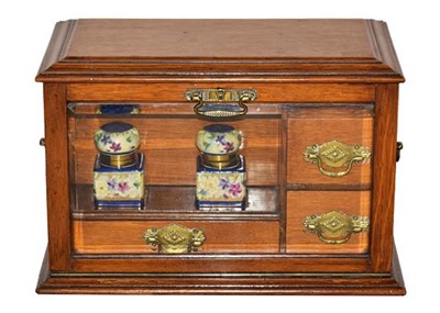 Lot 267 - A Victorian Glazed Oak Stationery Cabinet, of...