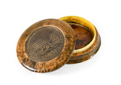 Lot 291 - A Culloden 1746 Medallion Set Burr Wood Snuff...