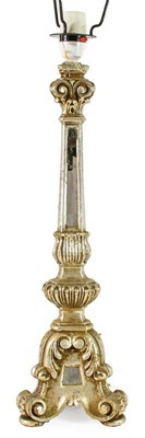 Lot 302 - A Silvered Carved Wood Altar Candlestick,...