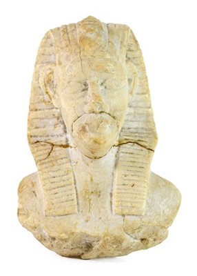Lot 317 - A Carved White Marble Bust of a Pharoah, in...