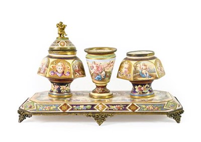 Lot 333 - An Austrian Enamel Inkstand, circa 1900, with...