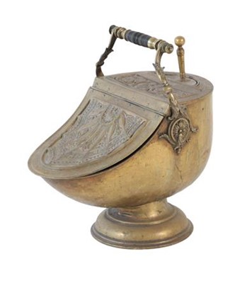 Lot 347 - A Victorian Embossed Brass Coal Bucket, late...