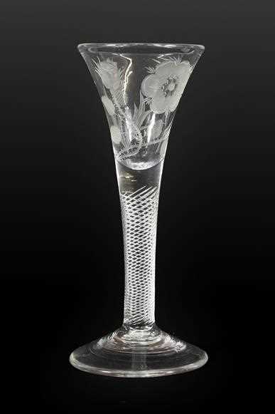 Lot 73 - A Jacobite Wine Glass, circa 1750, the drawn...