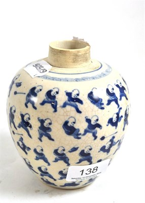 Lot 138 - A Chinese ";soft paste"; blue and white ginger jar