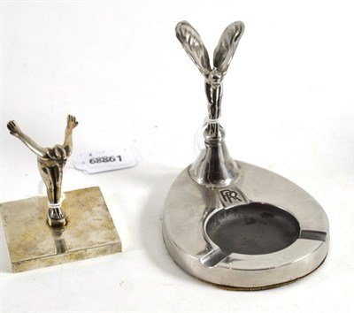 Lot 139 - Rolls Royce 'Spirit of Ecstasy' chrome ashtray and a plated nude car mascot (2)