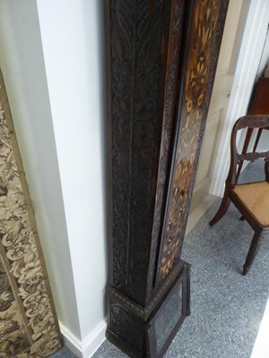 Lot 587 - A Carved Oak Marquetry Inlaid Thirty Hour...