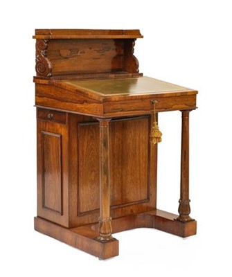 Lot 608 - A Victorian Rosewood Davenport, mid 19th...