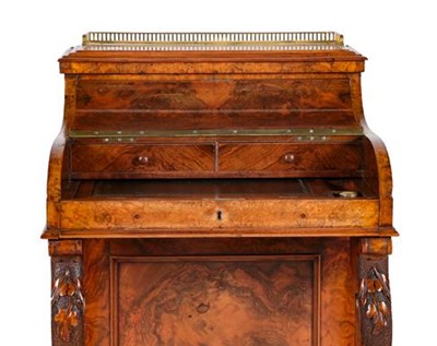 Lot 615 - A Victorian Burr Walnut Piano-Top Davenport,...
