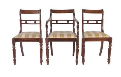 Lot 663 - A Set of Seven (6+1) Mahogany Dining Chairs,...