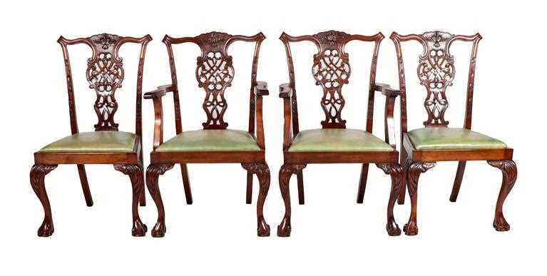 Lot 666 - A Set of Eight (6+2) Carved Mahogany...