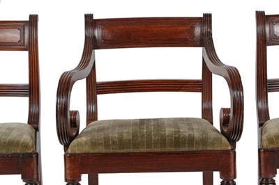 Lot 671 - A Set of Seven (6+1) Mahogany Dining Chairs,...