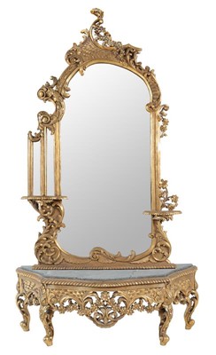 Lot 691 - A Giltwood Pier Glass, modern, the arched...