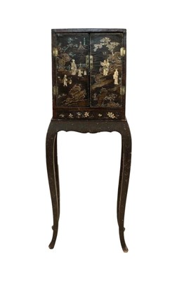 Lot 718 - A Chinese Kangxi Lac Burgaute two-door cabinet,...