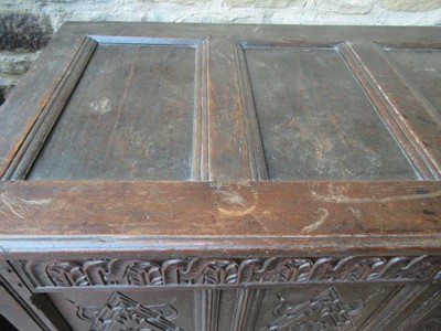 Lot 777 - {} A Late 17th Century Joined Oak Chest, the...