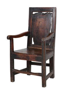 Lot 793 - {} A 17th Century Joined Oak Armchair, the...